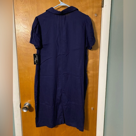 NWT Allison Brittney navy midi shirt dress - Picture 3 of 7
